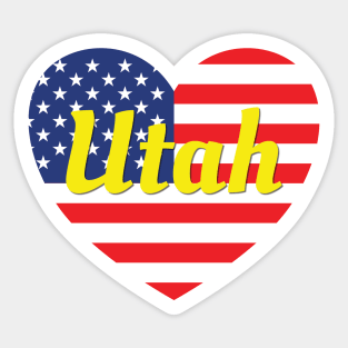 Utah American Flag Heart Sticker